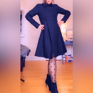 HALLHUBER, like New Italian Wool Fit / Flare Black Coat. ( UK 12).